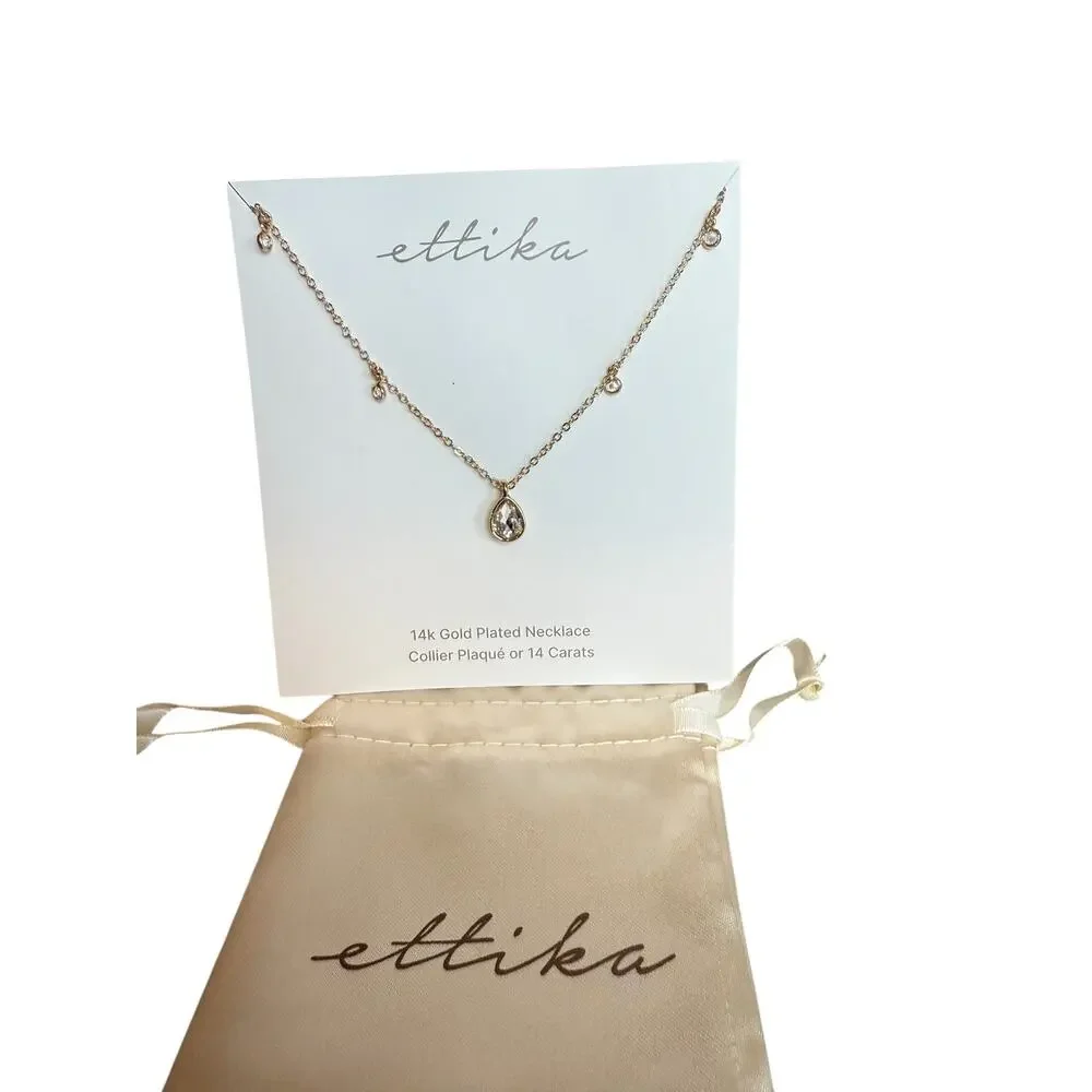 Ettika 14K Gold Plated Dripping in Crystals Station Necklace